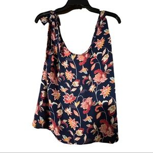 Loft Floral Tank with Tie Shoulder straps